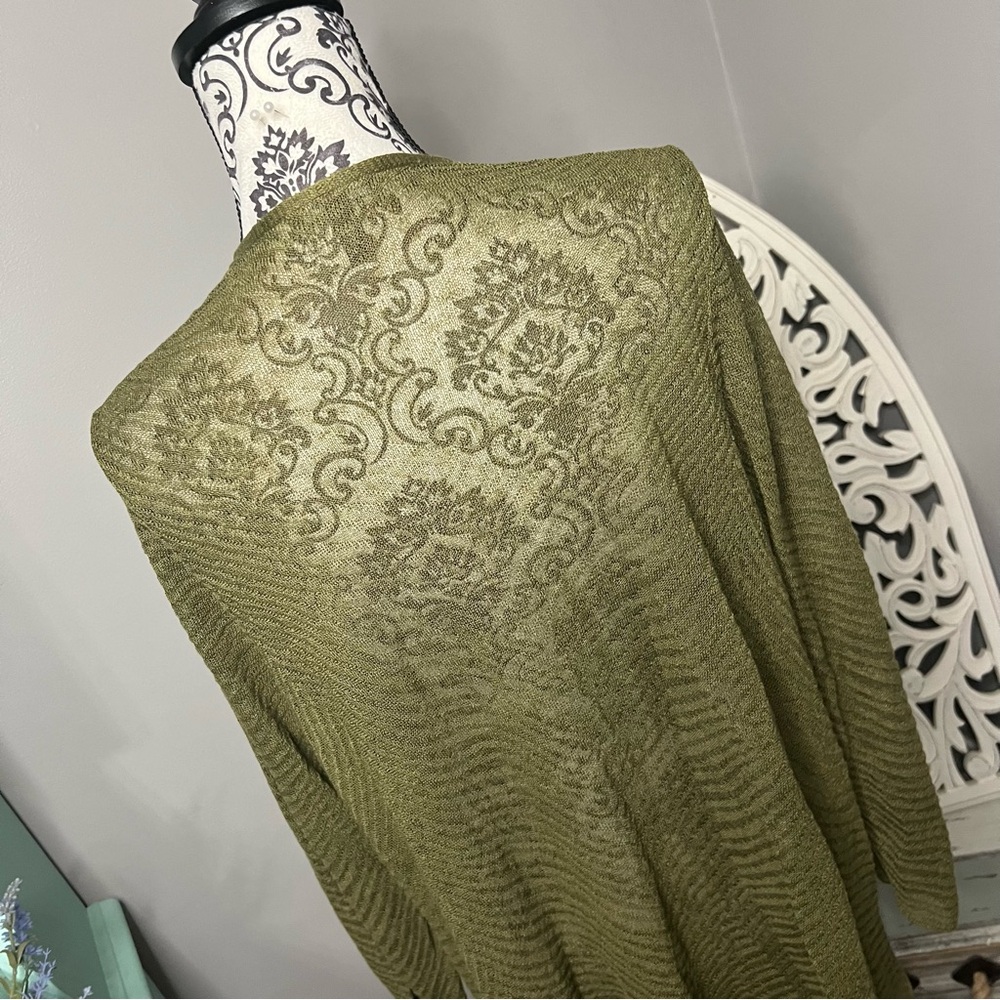 Eileen Fisher Hemp Open Front Longline Duster Cardigan Size 1X Hunter Green - Picture 7 of 10